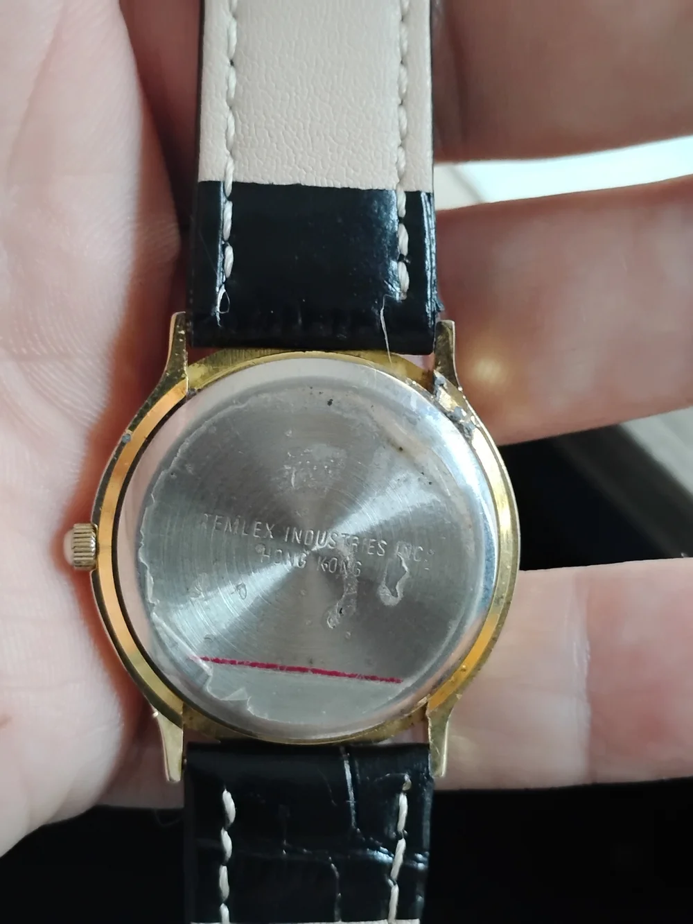 Willow Bay Gold-Tone Quartz Watch with Black Leather Strap